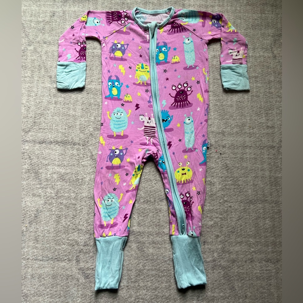 Little Sleepies Monster Mayhem Bamboo Zippy Pajamas (3-6 months)